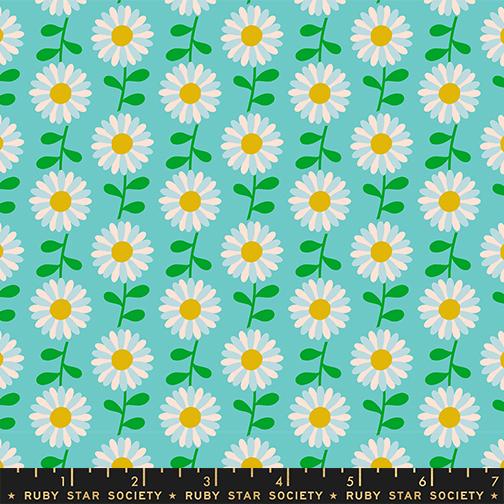 Flowerland Field of Flowers in Turquoise - FQ or more
