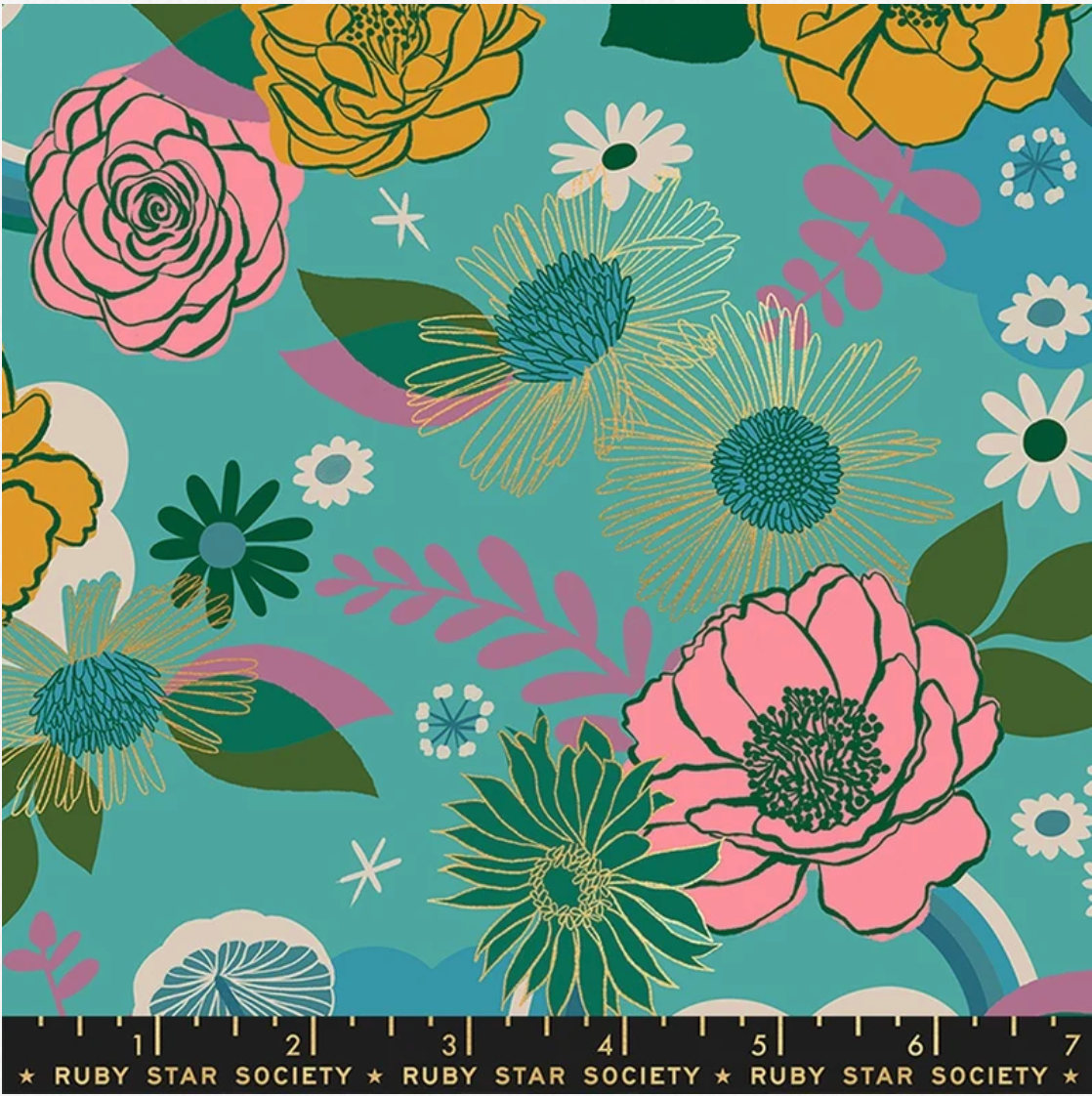 Reverie Meander Metallic in Succulent - FQ or more