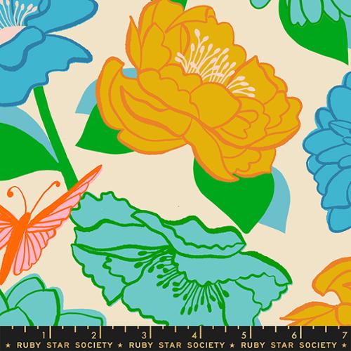 Flowerland Floral in Turquoise - FQ or more